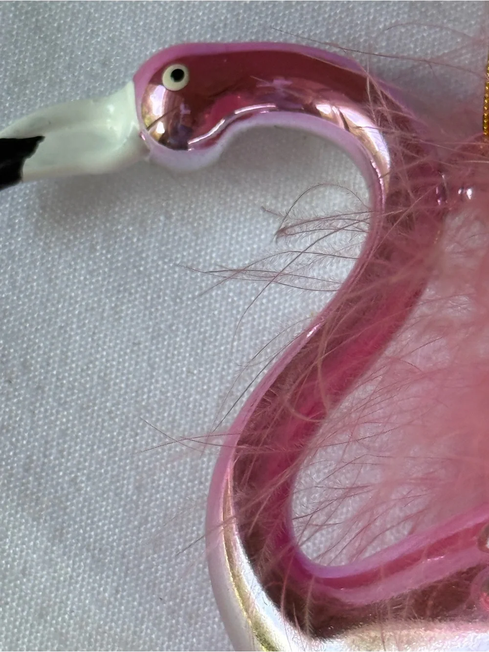 Delicate Pink Flamingo Ornament with Fabulous Pink Feathers